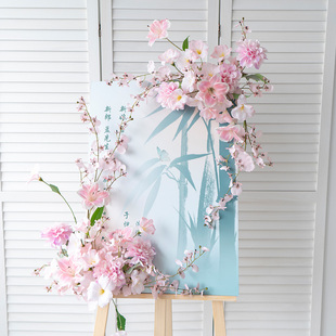 展板水牌花欢迎牌装饰仿真花艺 婚礼店面迎宾户外活动仪式布置花