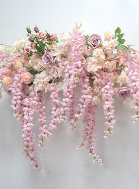壁挂装饰仿真垂吊阿勃勒花排 户外婚礼KT板背景园艺布置假花拱门