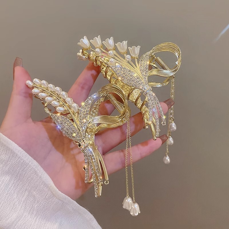 古风麦穗流苏盘发鲨鱼夹