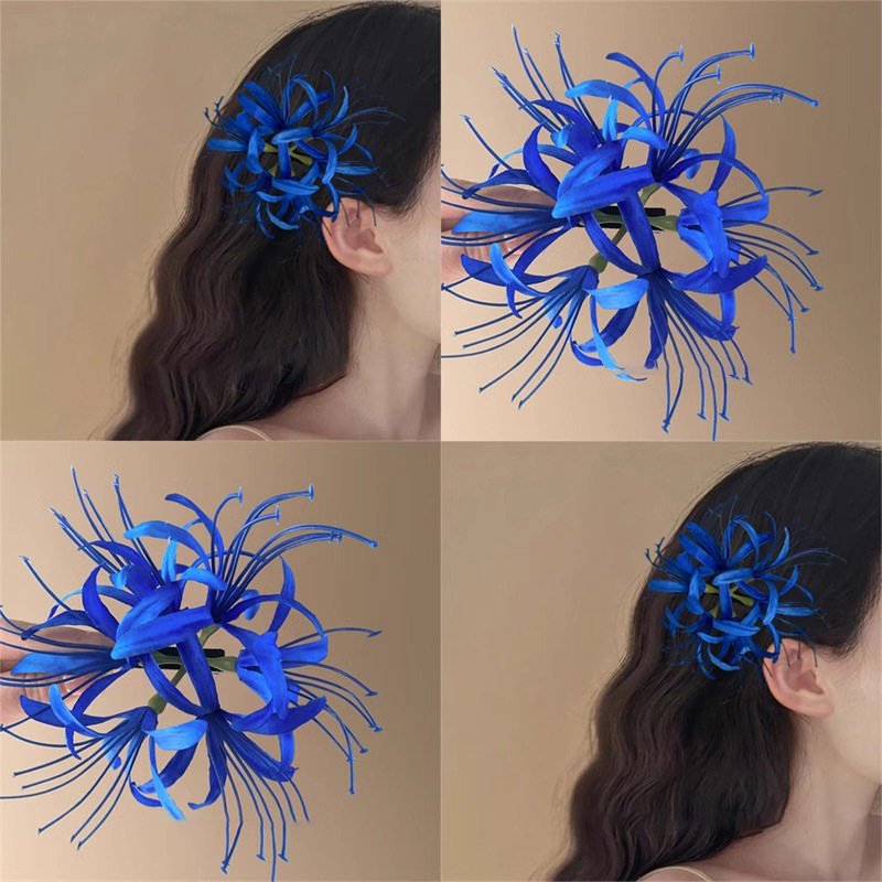 红色复古彼岸花新娘发夹