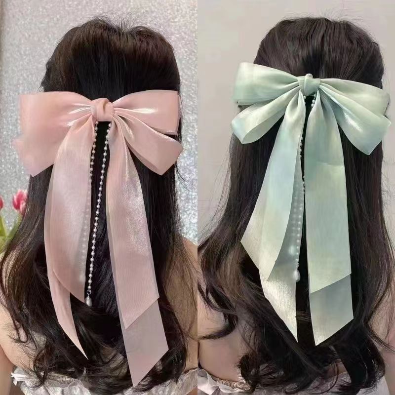 超仙蝴蝶结珍珠流苏发夹