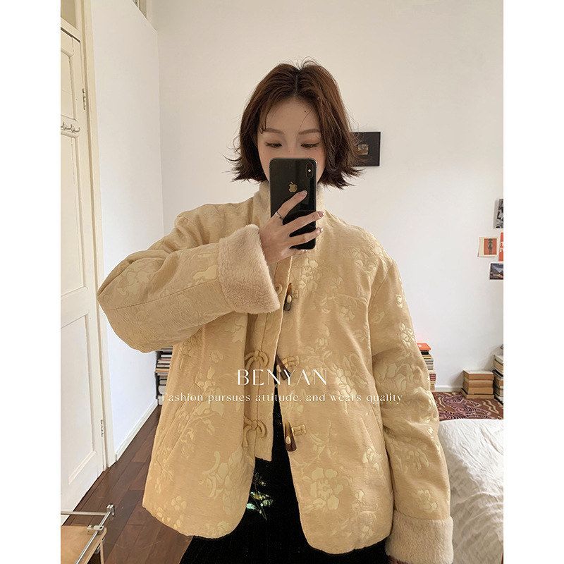 BENYAN 【90白鸭绒】羽绒服新中式宫廷风立领牛角扣保暖外套82676