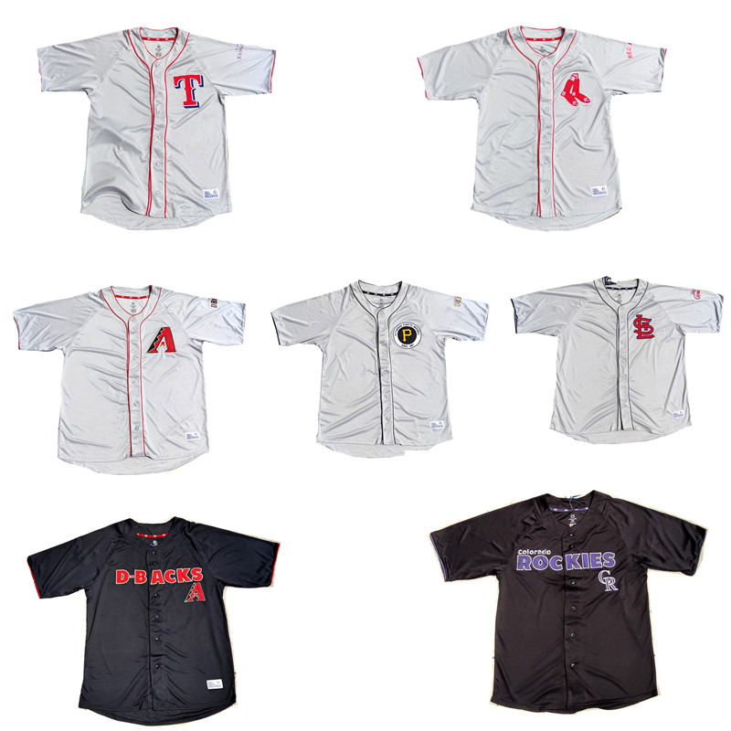 mlb短袖棒球服速干网眼刺绣宽松红袜队酿酒人海盗魔鬼鱼夏半袖