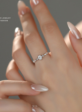 S999纯银轻奢锆石戒指女送女友