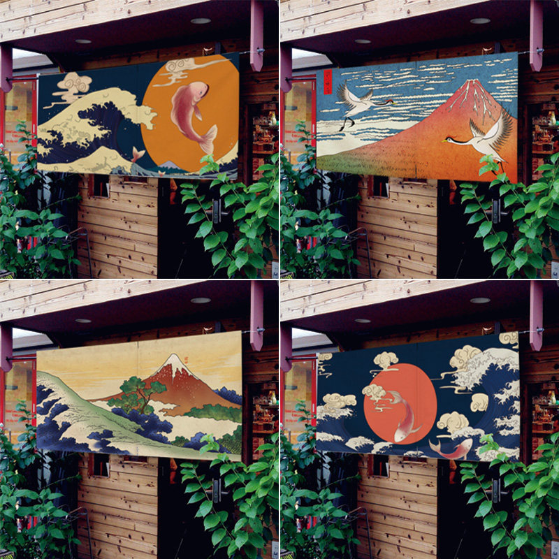 定制日式门帘店铺装饰门头商用厨房隔断帘横挂帘暖帘吧台遮挡布帘_虎窝淘
