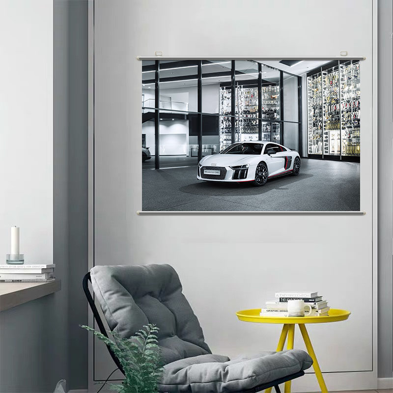 Audi R8 V10汽车高清壁纸墙贴照片写真定制宿舍超大海报卷轴挂画