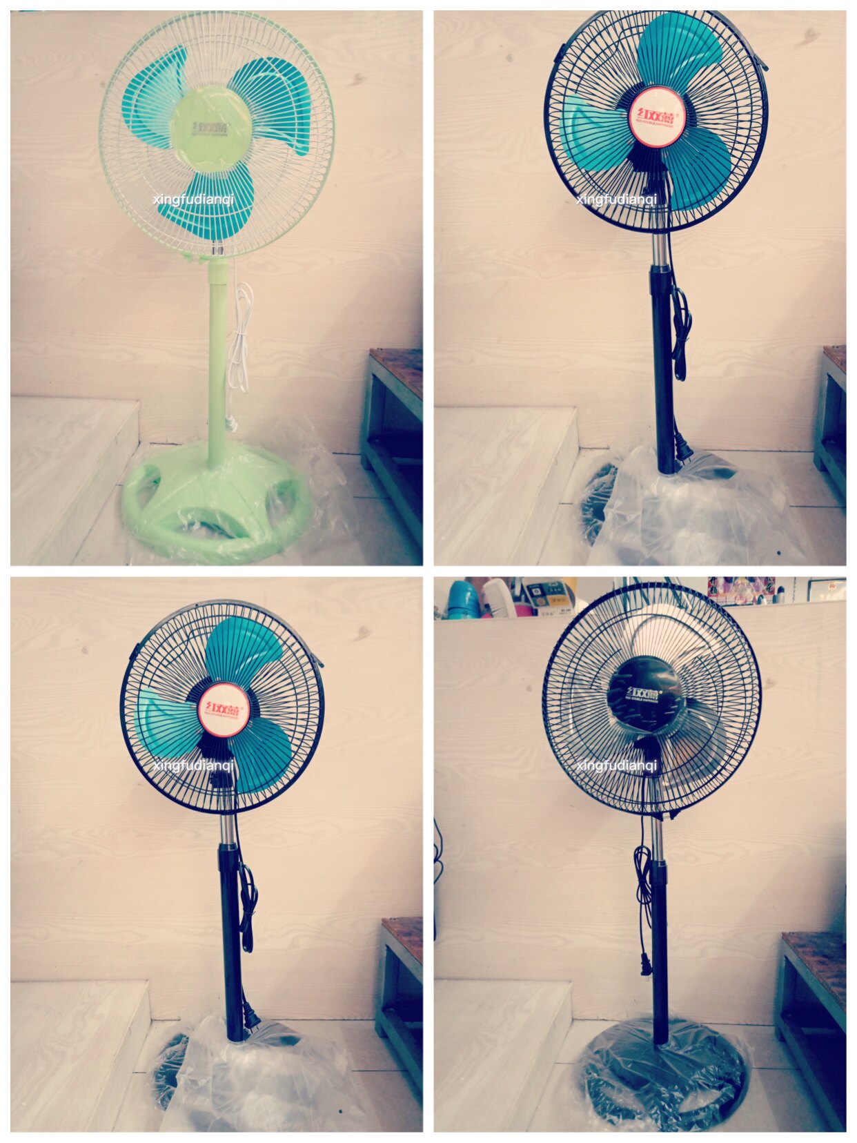 正品红双喜铝叶强力大风10寸12寸电风扇家用立式台扇摇头小落地