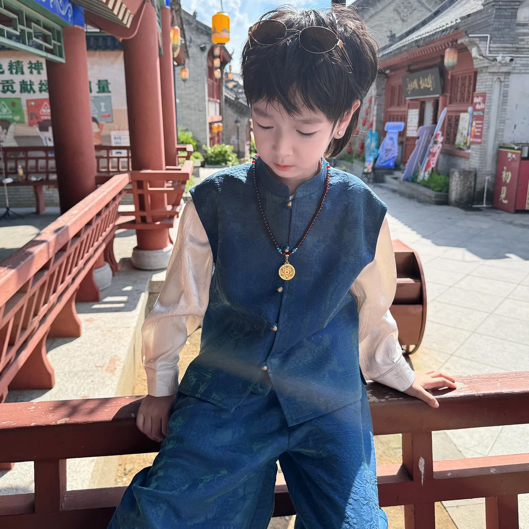 秋男童新中式上衣长裤套装