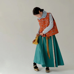 小众新中式织锦提花夹棉手工盘扣外套/马甲 年服亲子『纳吉迎福』