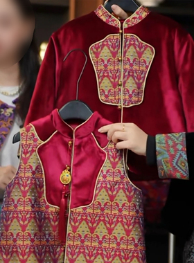 2025男女童冬款新中式国风马甲外套红色盘扣喜庆拜年服WI67S127