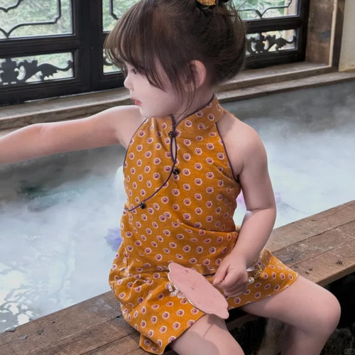 端午节儿童背心裙女宝国风连衣裙