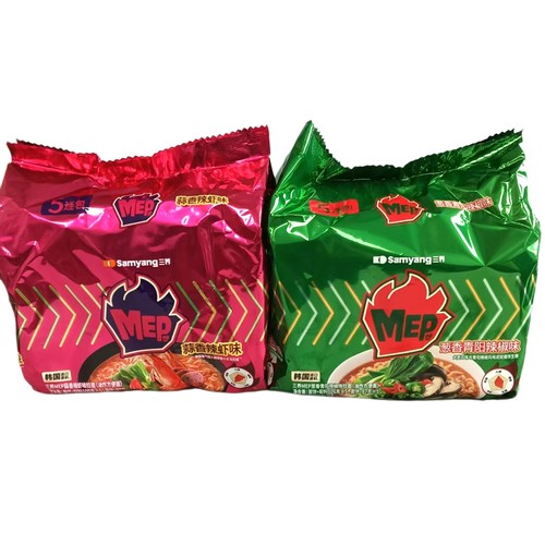 国产三养MEP蒜香辣虾葱香青阳辣椒味方便面夜宵泡面速食100g*5袋