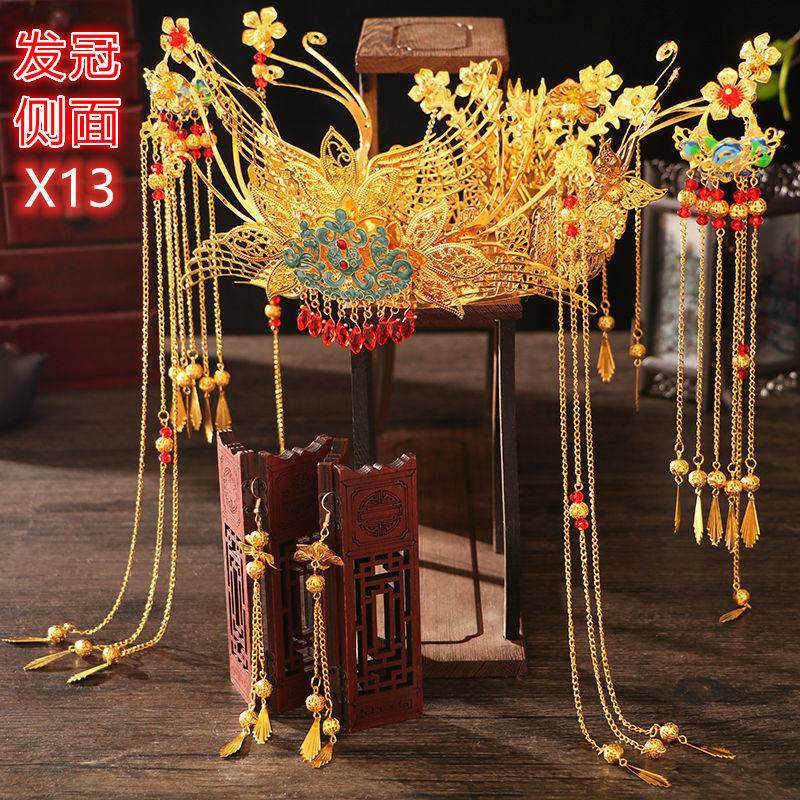 凤冠diy可戴 DIY凤冠材料包手工发饰品宫廷古装发冠古典大气簪娘