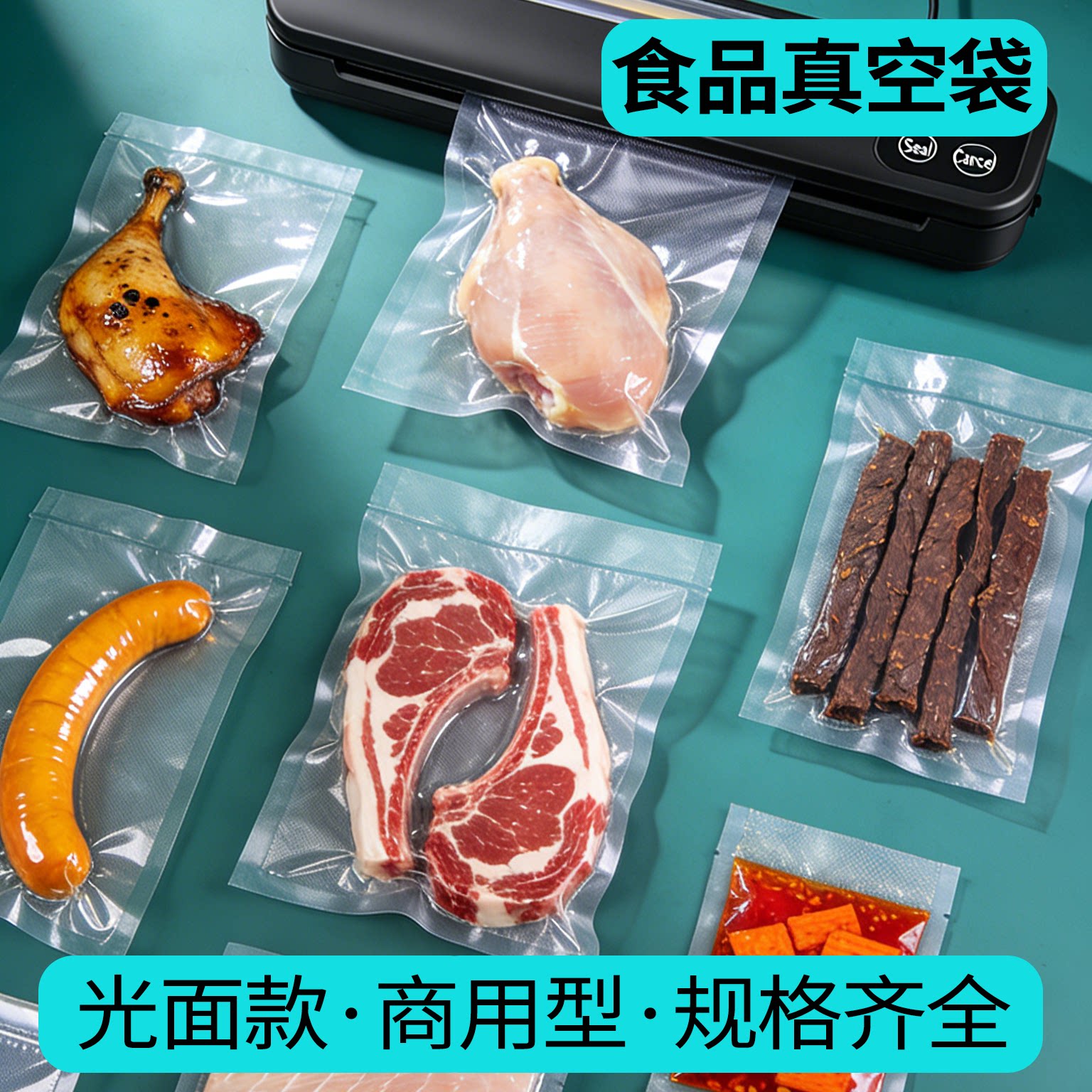 食品真空包装袋阿胶糕透明抽气小号光面塑封密封口机袋子熟食定制