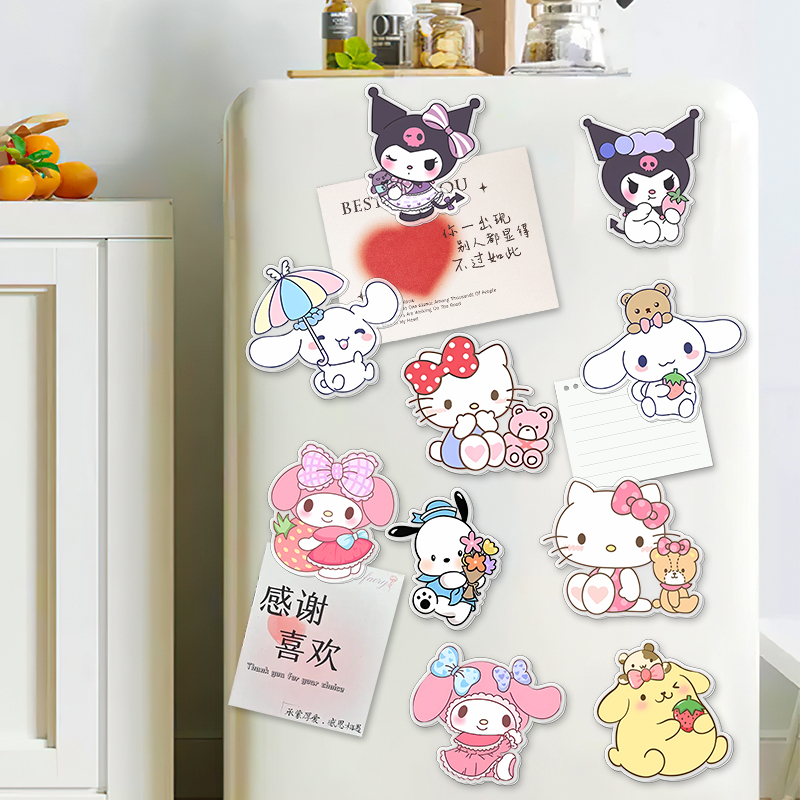 亚克力PP夹磁吸冰箱贴洞洞板备忘便签夹可爱库洛米大耳兔Kitty