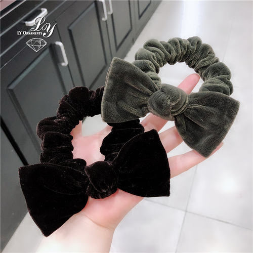 复古蝴蝶结法式绒布扎头绳粗发圈