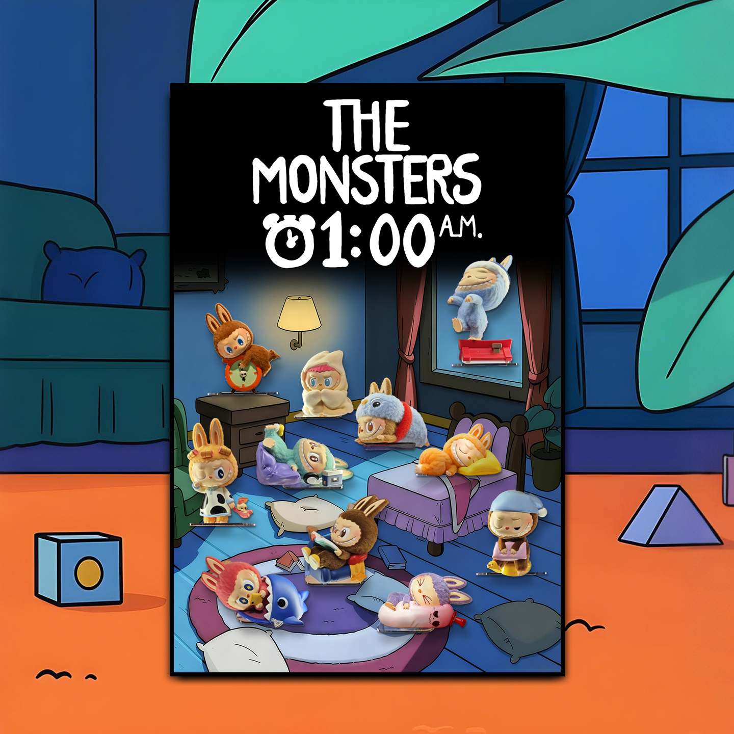 凌晨一点labubu拉布布盲盒收纳画墙上盲盒泡泡展示架装饰画框海贼