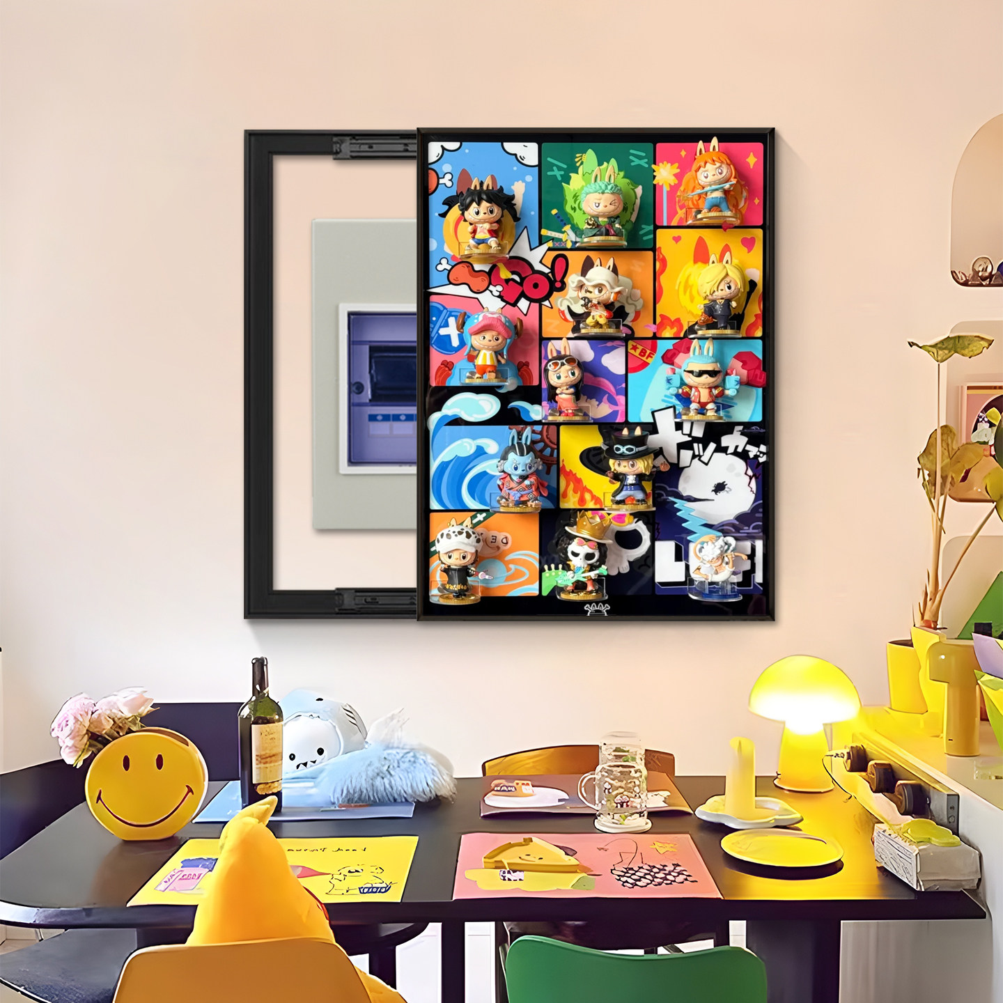 泡泡展示盒拉布布海贼王盲盒收纳客厅电表箱装饰画墙上遮挡挂画框