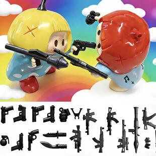 名创yoyo酱手持道具小手枪手雷拼装小颗粒玩具武器装备配件全套右