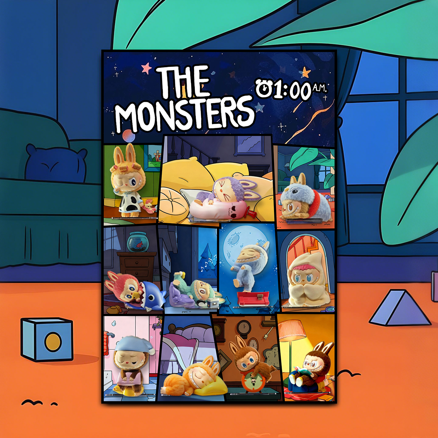 凌晨一点labubu拉布布盲盒收纳挂画泡泡展示架墙上盲盒装饰画框