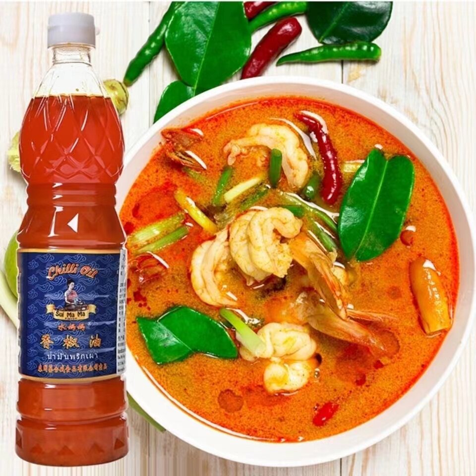泰国进口水妈妈顶上香椒油720ml 辣椒油泰式辣红油东南亚料理包邮