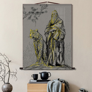 鬼谷子王诩画像挂画祖师纵横家创始人学习卷轴装饰画国画包邮