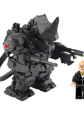 特种兵生化战争犀牛机甲士兵积木人仔铠甲重火力武器拼装男孩玩具