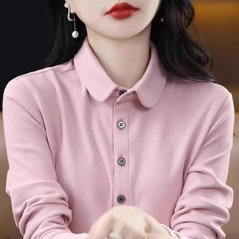 春秋叠穿德绒衬衫女打底衬衣