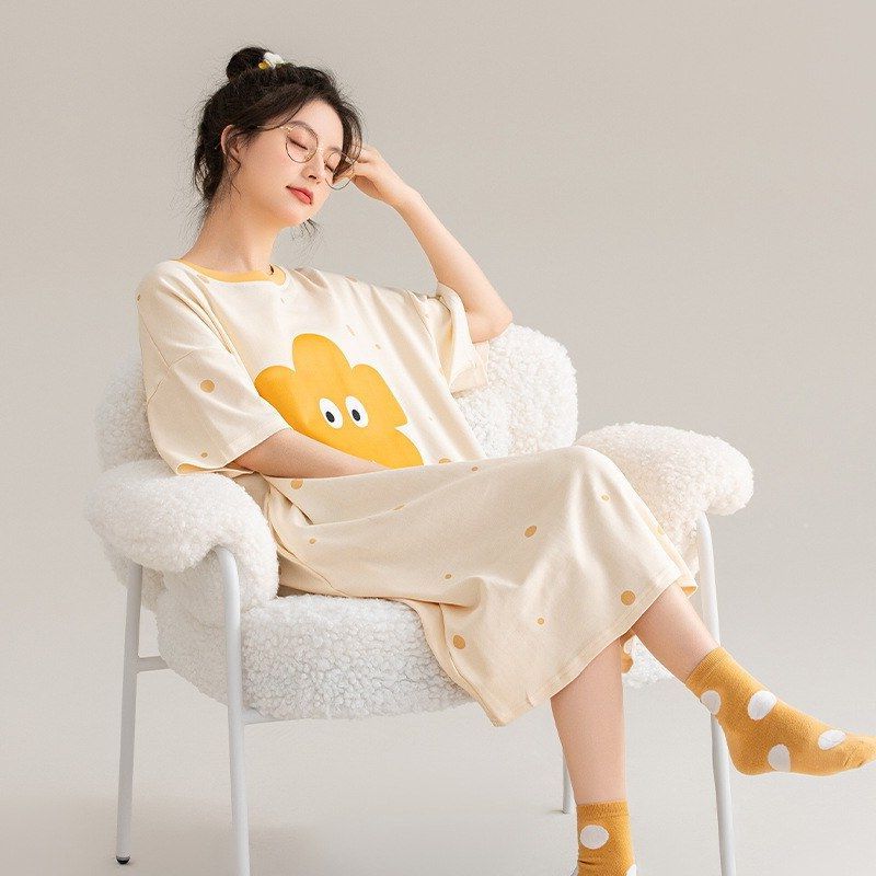 睡衣女款中类纯棉子女女夏款全棉