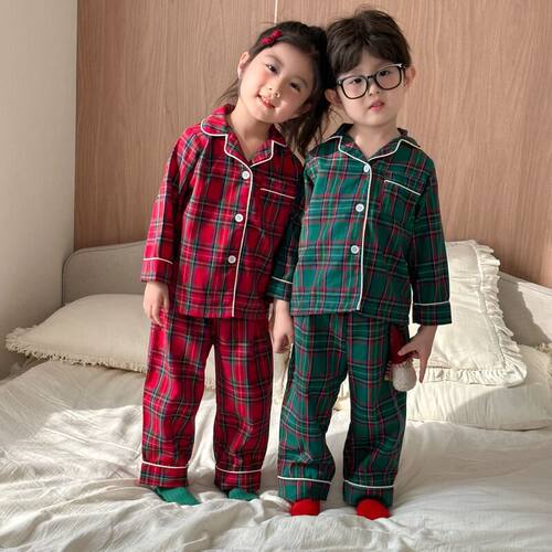 儿童睡衣男童纯棉家居服套装姐弟