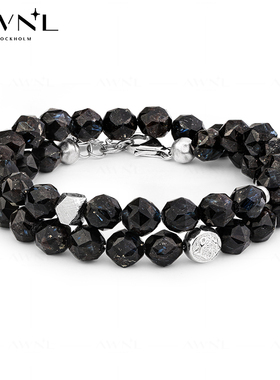 AWNL北欧M陨石努米特手链男小众天然宝石双层叠戴手串礼物送礼