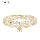 AWNL伊能静同款 北欧M陨石许愿雪花黄水晶手链女神节礼物送女友