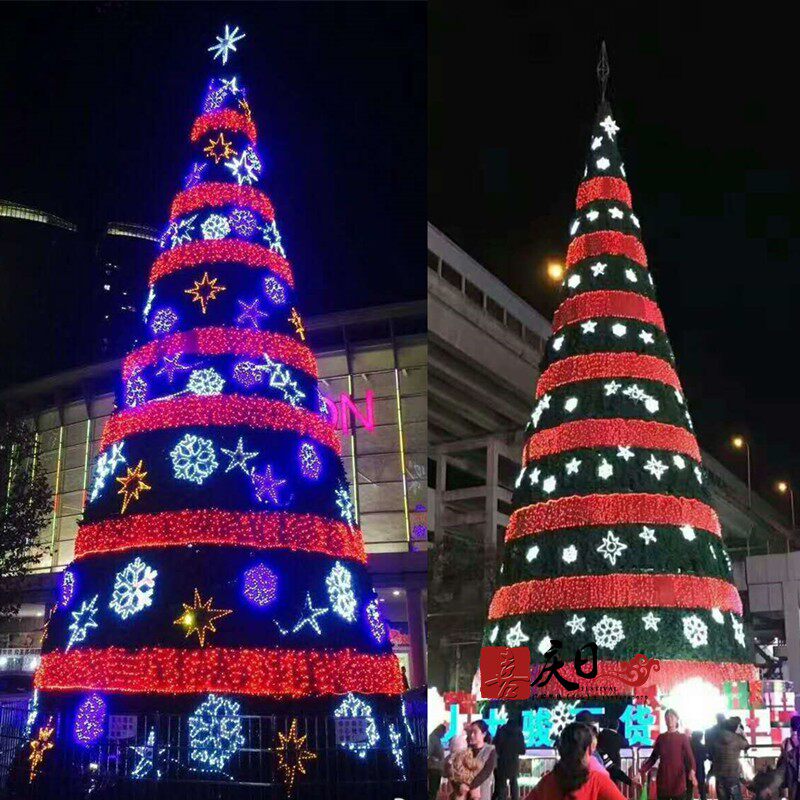 大型创意灯光圣诞树3-20米 商场酒店4S店户外装饰LED灯圣诞树套餐