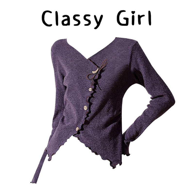 秋冬设计感显瘦打底衫V领上衣