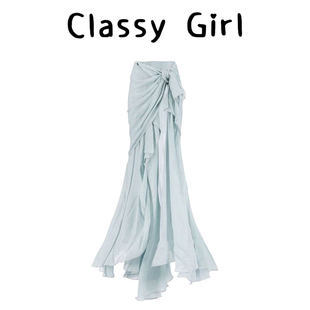 高级感气质别致漂亮高腰显瘦长裙子 法式 仙女半身裙女2025夏季 新款