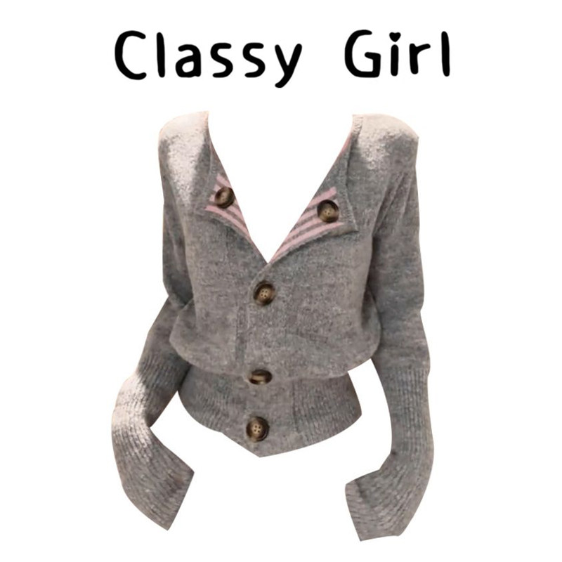 秋冬韩系翻领内搭收腰毛衣两件套