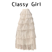 绝美蓬蓬蛋糕长裙子 超好看杏色蕾丝A字半身裙女法式 Classy girl