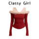 红色毛绒拼接蕾丝针织衫 Classy girl 秋冬圣诞氛围感穿搭露肩上衣