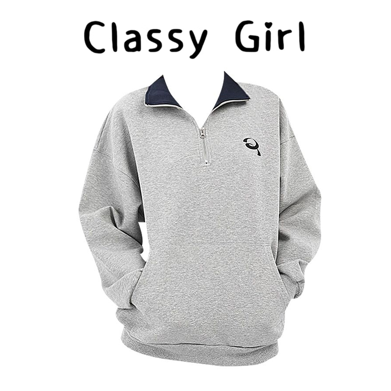 春秋韩系复古宽松学院风卫衣上衣