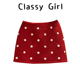 圣诞穿搭红色波点羊羔毛半身裙女2025秋冬高腰小个子A字包臀短裙