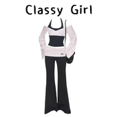 针织上衣设计感小众假两件吊带高级感黑色拼接翻边微喇裤 两件套装