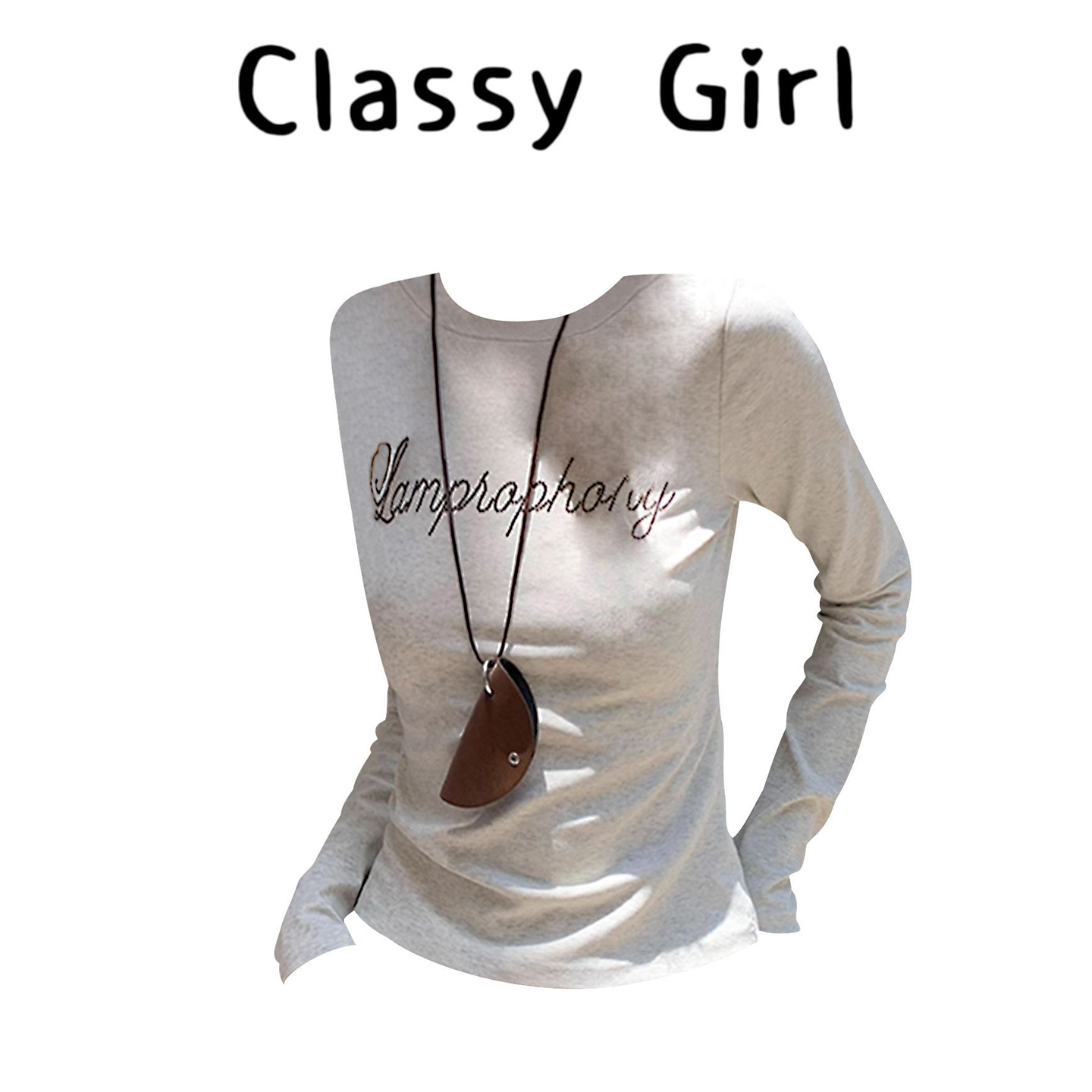 大码字母烫钻圆领内搭打底衫t恤