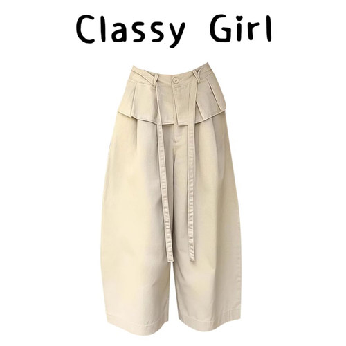 春夏韩系复古休闲宽松高腰九分裤