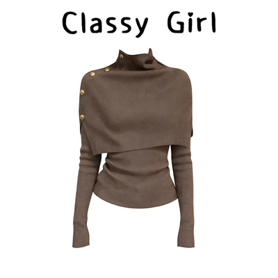 秋冬韩系斗篷针织衫上衣两件套