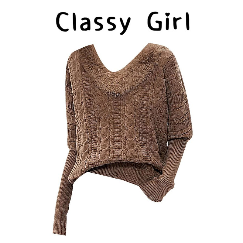 噜噜晓同款 法式复古慵懒风设计感毛绒v领扭花羊腿袖收腰针织毛衣,女装/女士精品,大码内搭,淘宝优惠券,粉丝福利购,淘宝优惠卷