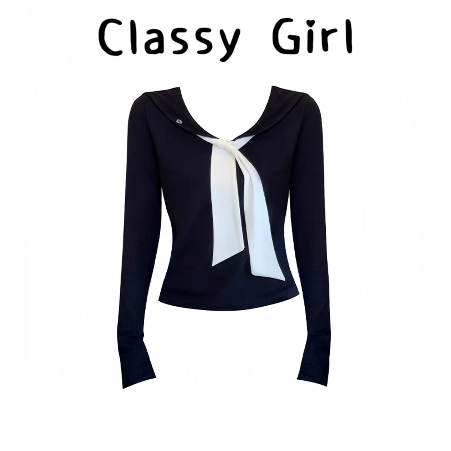 早秋韩系少女风娃娃领拼色上衣