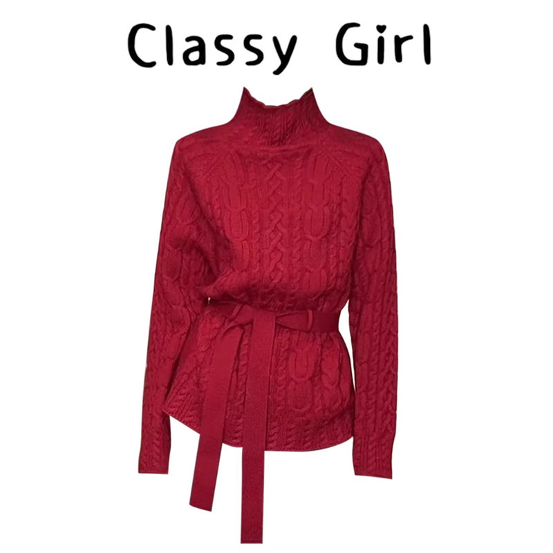 韩系复古麻花纹高领收腰毛衣女秋冬宽松慵懒加厚内搭打底针织上衣,女装/女士精品,大码内搭,淘宝优惠券,粉丝福利购,淘宝优惠卷