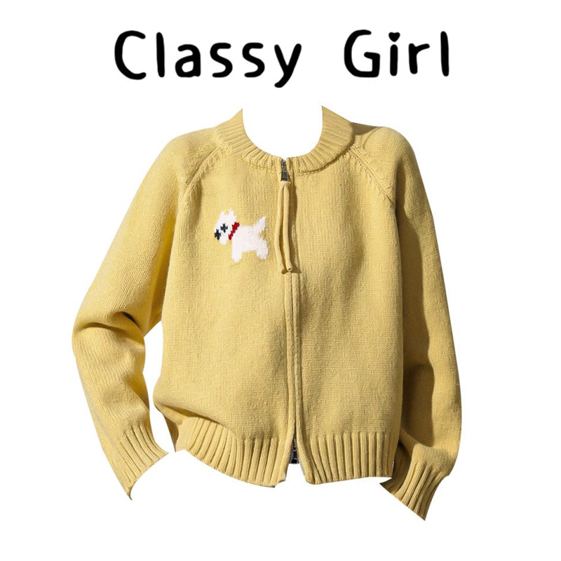 秋冬小狗刺绣显瘦针织衫开衫上衣