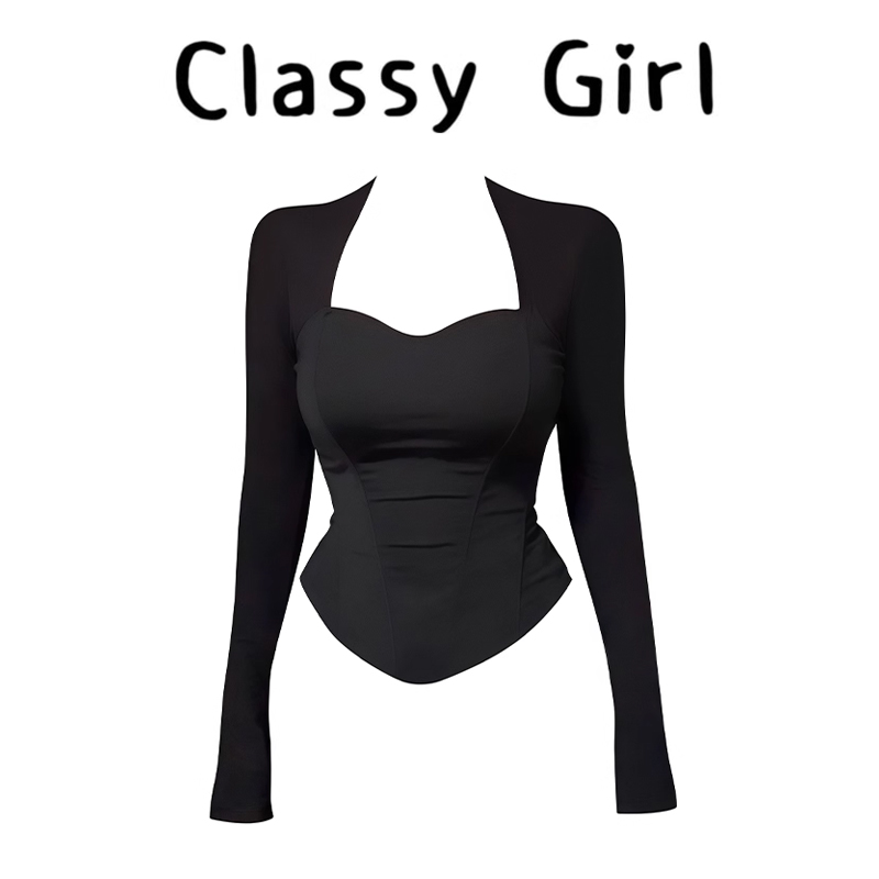 秋冬辣妹显瘦气质设计感修身上衣