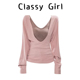 内搭可外穿设计感收腰修身 粉棕假两件V领长袖 T恤女秋冬季 打底上衣